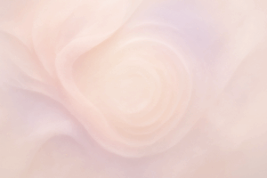 Composição abstrata com camadas concêntricas suaves, partículas translúcidas e tons delicados de rosa, bege, lavanda e branco em textura etérea